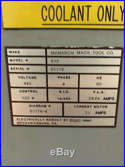 17X32 Monarch Tool Room Lathe with DRO SUPPER RIDGID Machine