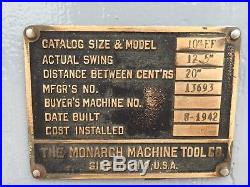 1942 Monarch 10EE Tool Room Lathe, 12.5 x 20, US Navy