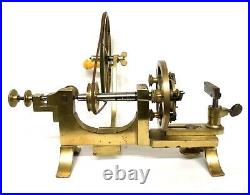19th Century Antique Watchmakers Mandrel Brass Lathe by J & T JONES PRESCOT
