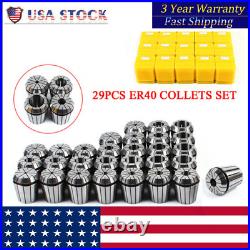 29Pcs ER40 Spring Collet Set Precision Milling Lathe CNC Chuck Bit Holder Tool