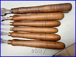 6 Vintage CHARLES BUCK LATHE CHISELS WOODWORKING TOOLS Gouge Skew round nose