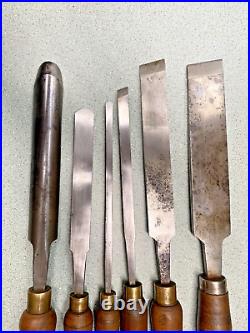 6 Vintage CHARLES BUCK LATHE CHISELS WOODWORKING TOOLS Gouge Skew round nose