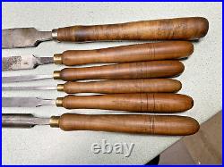 6 Vintage CHARLES BUCK LATHE CHISELS WOODWORKING TOOLS Gouge Skew round nose