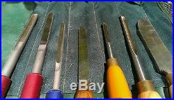 7 High Speed Steel HSS Wood Lathe Tools Chisel Sorby Crown others roll up case