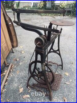 Antique 1905 treadle lathe scroll saw miller falls goodell pratt tool cast iron