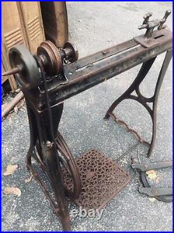 Antique 1905 treadle lathe scroll saw miller falls goodell pratt tool cast iron