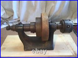 Antique 4 Step 10 Headstock Belt Pulley Machinists Tool With 3 Chuck 3 Jaw, Desc