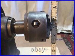 Antique 4 Step 10 Headstock Belt Pulley Machinists Tool With 3 Chuck 3 Jaw, Desc