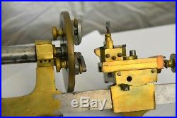 Antique Brass & Steel Watchmakers Lathe With 3-Clamp Chuck & Adj. Tool Clamp NR
