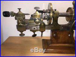 Antique Fine Steel & Brass Face Plate Engine Watchmaker Lathe For Watches