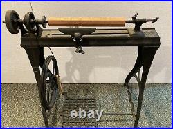 Antique TREADLE Wood LATHE by Millers Falls Co in Massachusetts Cast Iron