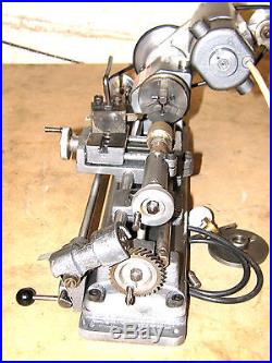 Beautiful Unimat Sl Lathe With Power Feed, Back Gear Pulley, Extra Belts