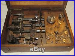 Boxed set of 3 Watchmakers Lathes with some accessories Lorch