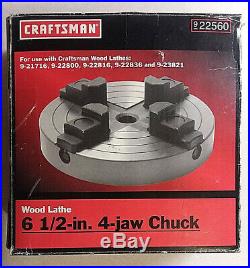 Craftsman 6 1/2 4 Jaw Wood Lathe Chuck 22560 Reversible Jaw 3/4 X 16 Tpi