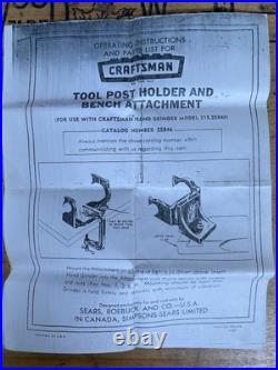 Craftsman South Bend Lathe Tool Post Die Grinder Attachment Part #25846