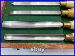 Crown Tools Sheffield England 8 Pc Lathe Set In Box Chisel Wood Turning