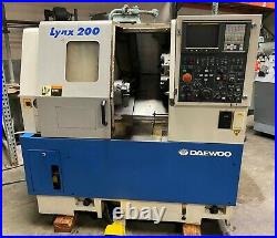 Daewoo Lynx Model 200 A CNC Lathe Turning Center Fanuc 21-T Tailstock Tooling