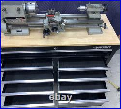 Emco Maximat 7 metal Lathe mounted on a 46 Husky 9 Drawer rolling tool cabinet