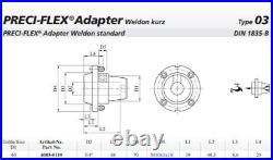 Eppinger PreciFlex 4003-0119,3/4-Weldon Adaptor BMT75P Lathe Live Tooling Kits