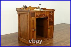 Farmhouse Antique Watchmaker's Bench With Foot Pedal Lathe #39041