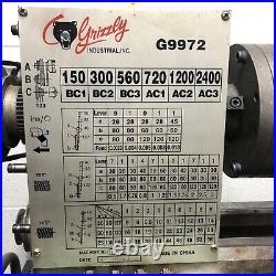 GRIZZLY 9972 Lathe + Wheeled Iron Base Stand Include Gearbox Chucks Tools Extras