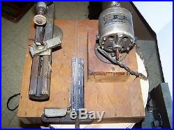 Jewelers Lathe mounted on wooden box with foot peddle all original down to wire