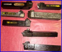 Lot Of 7 Cnc Carbide Insert Metal Lathe Tool Holders Various Brands