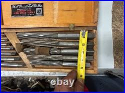 MACHINIST BsMt TOOL LATHE MILL Large M J Daniels Reamer Set in Wood Case