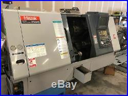 MAZAK SQT250MS CNC Lathe Live Tooling, (2) Spindles, Bar Feed & Parts Cather