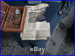 ManSon lathe, small machine co, MasterSon lathe, Man-Son lathe with box and tooling