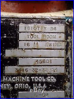 Monarch Tool Room Lathe Model 62 1610T x 54