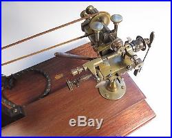 Rare Antique Brass Watchmakers Miniature Lathe or Gear Cutter Tool with Collets