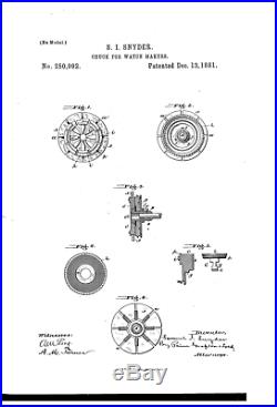 S. I. Snyder 1881 Patent Watchmakers 6 Jaw Lathe Chuck With Box