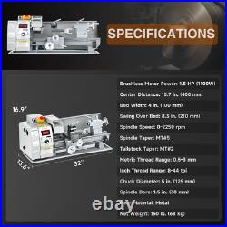 Secondhand Upgrade 8x16 Mini Metal Lathe Brushless 1100W 2 Chucks Tool Bundle