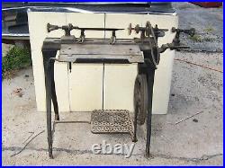 Small Antique Cast Iron Goodell's Improved Treadle Lathe Shipping Options