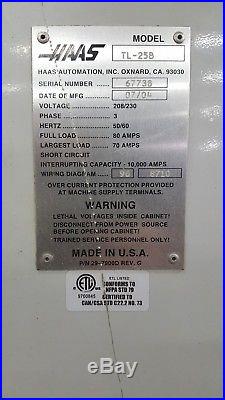 Used Haas TL-25B Live Tool Sub Spindle Turning Center Lathe Full C Axis 4 Bore