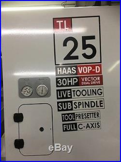 Used Haas Tl-25 Cnc Lathe 2005 Live Tooling Presetter Barfeed Apc Subspindle