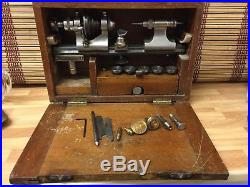 VINTAGE 8mm IME WATCHMAKERS LATHE & COLLETS FLIP OVER TOOL REST & BOXED