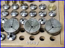 Vintage 8mm Watchmakers Jewelers lathe Collets Centers 53 Piece USA And Paulson