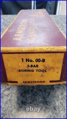 Vintage Armstrong Lathe Boring Bar Tool Set in Box w 3/4 & 1/2 Bars