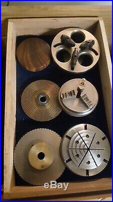 Vintage G. Boley 8mm watchmakers lathe with many tools, chucks and Gear Cutters