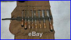 Vintage Stanley 8 pc. Wood Chisel Set with pouch carving, lathe