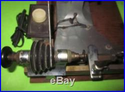 Vintage Watchmaker's Mini Lathe withHamilton Beach Motor on Plywood Base Very Good