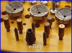 Vintage Watchmakers watch repair tool G Boley 8mm lathe collet set w wood box WW