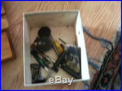 Vintage small Machinery mini wood lathe w tool kit and motor