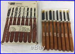 Vtg Set Of 8 Craftsman High Speed Steel Wood Lathe Turning Chisels With Box NICE