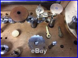 Watchmaker lathe Lorch 8mm with heavy foot plate and many accessories