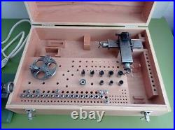 Watchmakers Lathe with accessories in wooden box
