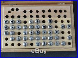 Watchmakers lathe collet 8mm set of 39 8mm collets and Wooden Box